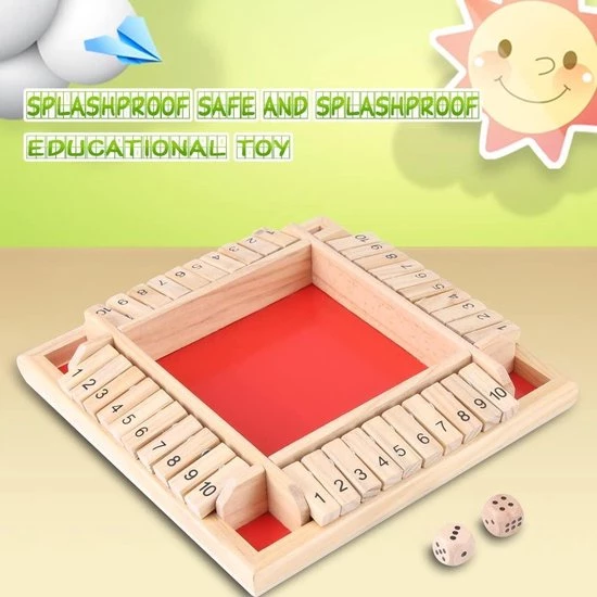 Deluxe HB Sluit De Doos - Zinaps Onbekend 4 Speler Sluit De Doos Dice Game Educatief Houten Number Board Family Traditional Game Drinken Cube Toy Classic Table Game Voor Leernummers- (WK 02127) 7 Deluxe HB Sluit De Doos - Zinaps Onbekend 4 Speler Sluit De Doos Dice Game Educatief Houten Number Board Family Traditional Game Drinken Cube Toy Classic Table Game Voor Leernummers- (WK 02127) - Afbeelding 7