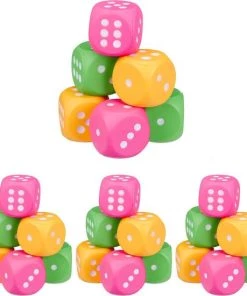 Relaxdays 24 X Dobbelstenen Foam XXL - Kleurrijk - Schuimstof Dobbelstenen - Stof Zacht