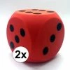 Merkloos 2x Sinterklaas Spel Grote Foam Dobbelsteen Rood 16 X 16 Cm - Pakjesavond Dobbelspel