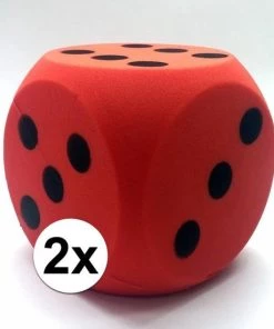 Merkloos 2x Sinterklaas Spel Grote Foam Dobbelsteen Rood 16 X 16 Cm - Pakjesavond Dobbelspel
