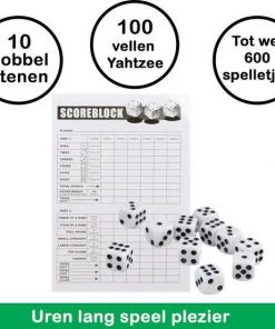 Merkloos Yahtzee Scoreblok Set Met Dobbelstenen Gezelschapsspel Voor Volwassenen En Kinderen Speel Tot 600 Dobbelspellen
