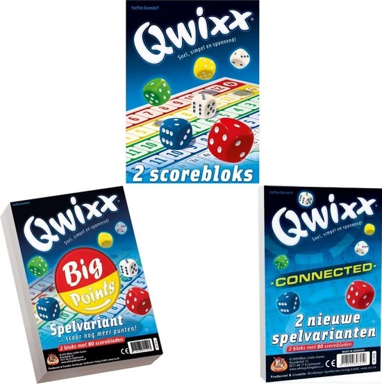 Merkloos Spellenbundel - 3 Stuks - Dobbelspel - Qwixx Scoreblocks & Qwixx Big Points & Qwixx Connected 1 Merkloos Spellenbundel - 3 Stuks - Dobbelspel - Qwixx Scoreblocks & Qwixx Big Points & Qwixx Connected