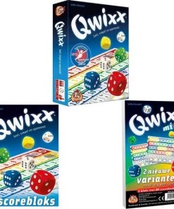 Merkloos Spellenbundel - 3 Stuks - Dobbelspel - Qwixx & 2 Extra Scoreblocks & Qwixx Mixx