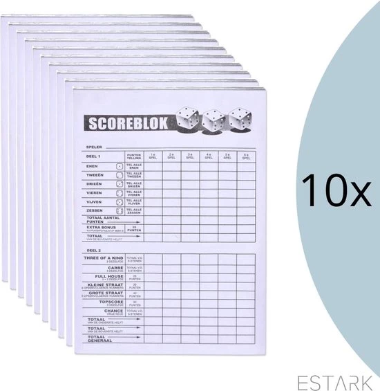 ESTARK LUXE Yahtzee Set - Dobbelset - 10 X Scoreblok - Yathzeeset - Poker - Dobbelspel - Score Blok - Dobbelstenen - Familiespellen - 6 Dobbelspellen - Spel - Werpbeker - 17 Delig 9 ESTARK LUXE Yahtzee Set - Dobbelset - 10 X Scoreblok - Yathzeeset - Poker - Dobbelspel - Score Blok - Dobbelstenen - Familiespellen - 6 Dobbelspellen - Spel - Werpbeker - 17 Delig - Afbeelding 9