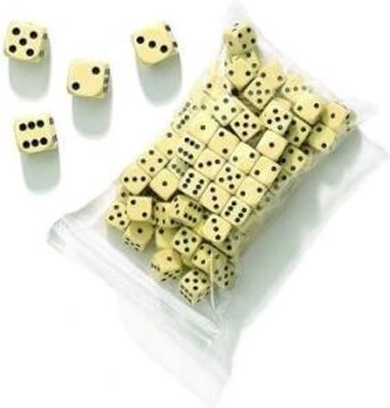 Longfield Darts Longfield Games 100 Dobbelstenen Creme 16mm 1 Longfield Darts Longfield Games 100 Dobbelstenen Creme 16mm
