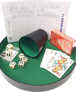 Engelhart Dobbelset: Pokerpiste, Beker, Dobbelstenen En Extra Groot Scoreblok + Speelkaarten