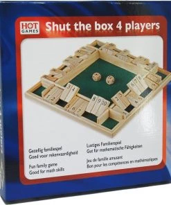 HOT Games Shut The Box Spel 4 Spelers 10 Cijfers 29x29cm. Hout