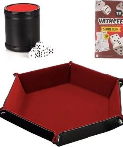 Dice4Fun Dobbelset Voor Yathzee - Dobbelspel - Yahtzee - Dobbelbeker - Dobbelbak - Yathzee Scoreblok - 5 Dobbelstenen - Dobbelsteenbak - Dobblepiste