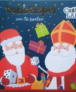 Merkloos Sinterklaas Dobbelspel - Kerstman Dobbelspel - Kaartspel - Sint - Sinterklaasspel - Feestdagen Dobbelspel - Sinterklaas Cadeau - Schoencadeautjes - Sinterklaas Cadeau Dobbelspel Voor Sinterklaas Of Kerst - Dobbelen Met Cadeautjes