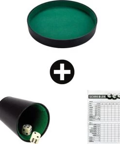 Djeals.nl Yahtzee Set - Dobbelsteenbak - Dobbelset - Gezelschapsspel - Dobbelbak - Pitjesbak - Dobbelspel - Cadeau Voor Vrouw En Man