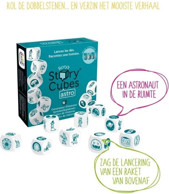 Asmodee Spellenbundel - Dobbelspel - 2 Stuks - Rory's Story Cubes Fantasia & Astro 6 Asmodee Spellenbundel - Dobbelspel - 2 Stuks - Rory's Story Cubes Fantasia & Astro - Afbeelding 6