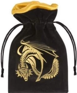 Q Workshop Dice Bag Dragon Black & Golden Velour Q-Workshop