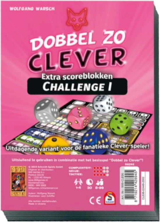 999 Games Scoreblokken Dobbel Zo Clever Challenge Dobbelspel 2 999 Games Scoreblokken Dobbel Zo Clever Challenge Dobbelspel - Afbeelding 2