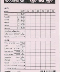Haza 1x Scoreblokken Yahtzee 100 Vellen - Familiespellen - Dobbelspellen - Dobbelspel - Scoreblokken/scorekaarten - Score Notitieblok