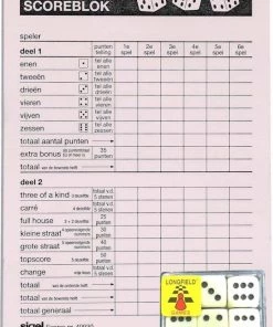 Sigel Yahtzee Spel Accessoires Set 100 Vellen Scoreblok/6 Dobbelstenen - Familiespellen - Dobbelspellen - Dobbelspel