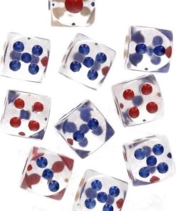 Merkloos Speelgoed Dobbelstenen 20 Stuks Op Blisterkaart Transparant - Familiespellen - Dobbelen - Dobbelspellen