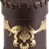 Q Workshop Dobbelbeker Dragon Brown Gold Leather Dice Cup Q-Workshop