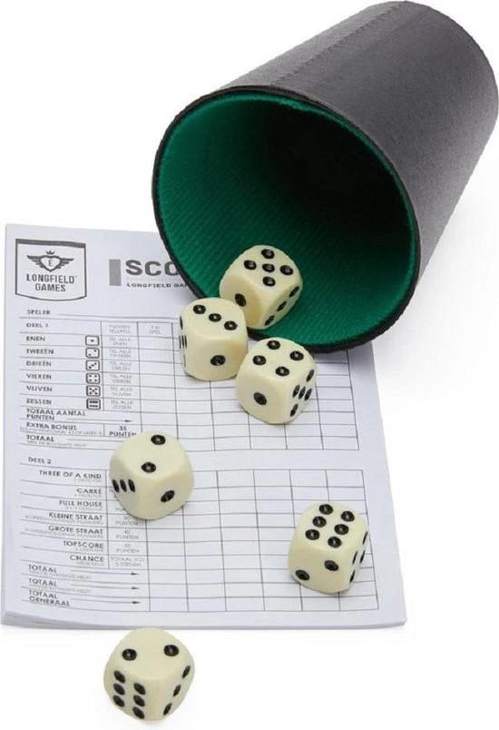 Dobbelsteenset - Scoreblok - 6 Dobbelstenen - Dobbelspel - Yathzee - Longfield Games 3 Dobbelsteenset - Scoreblok - 6 Dobbelstenen - Dobbelspel - Yathzee - Longfield Games - Afbeelding 3