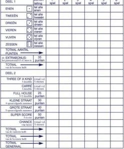 Haza 2x Scoreblokken Yahtzee 250 Vellen - Scoreblok - Dobbelspellen - Familiespelletjes - Yahtzee Score Notitieblok 2 Stuks