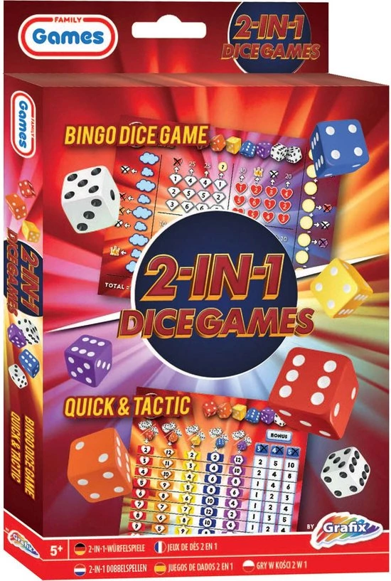 Grafix 2-in-1 Dobbelspel - Bingo Dice & Quick And Tactic 2 Grafix 2-in-1 Dobbelspel - Bingo Dice & Quick And Tactic - Afbeelding 2