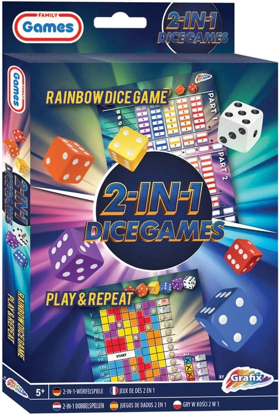 Grafix 2-in-1 Dobbelspel - Rainbow Dice & Play And Repeat 2 Grafix 2-in-1 Dobbelspel - Rainbow Dice & Play And Repeat - Afbeelding 2